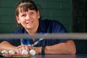 Gaye Glanville coaches table tennis in Sunbury