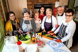 Community lunch on the table at Woodend